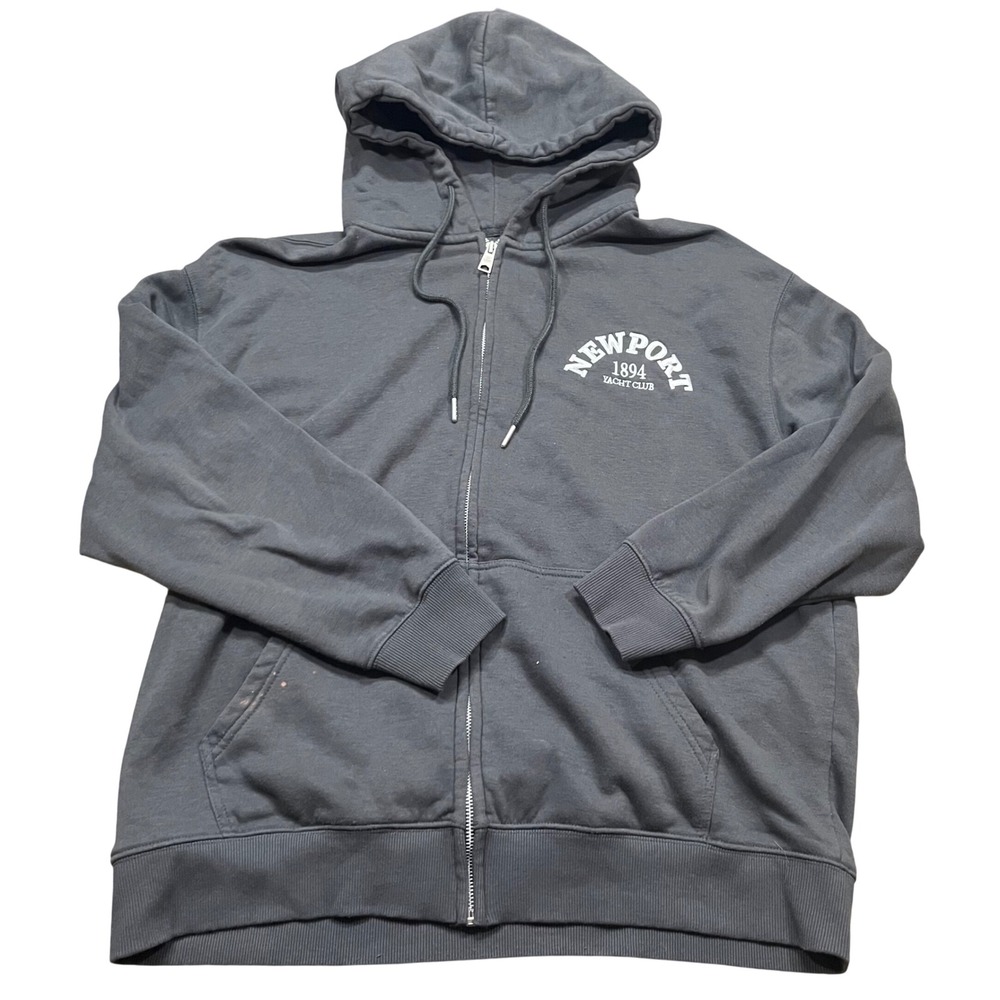 Lazy Sunday Newport 1894 Yacht Club Zip Up Hoodie Gray Large Sweatshirt